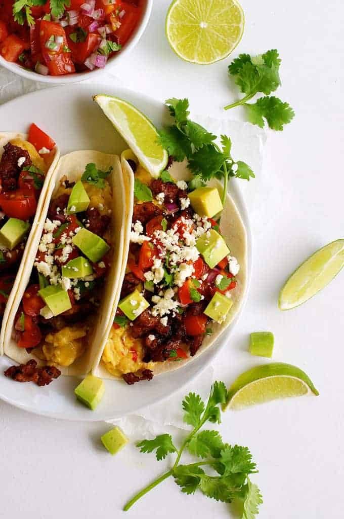 Mexican Breakfast Tacos (Chorizo and Eggs)