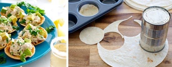 Cutting tostadas from tortillas with a can