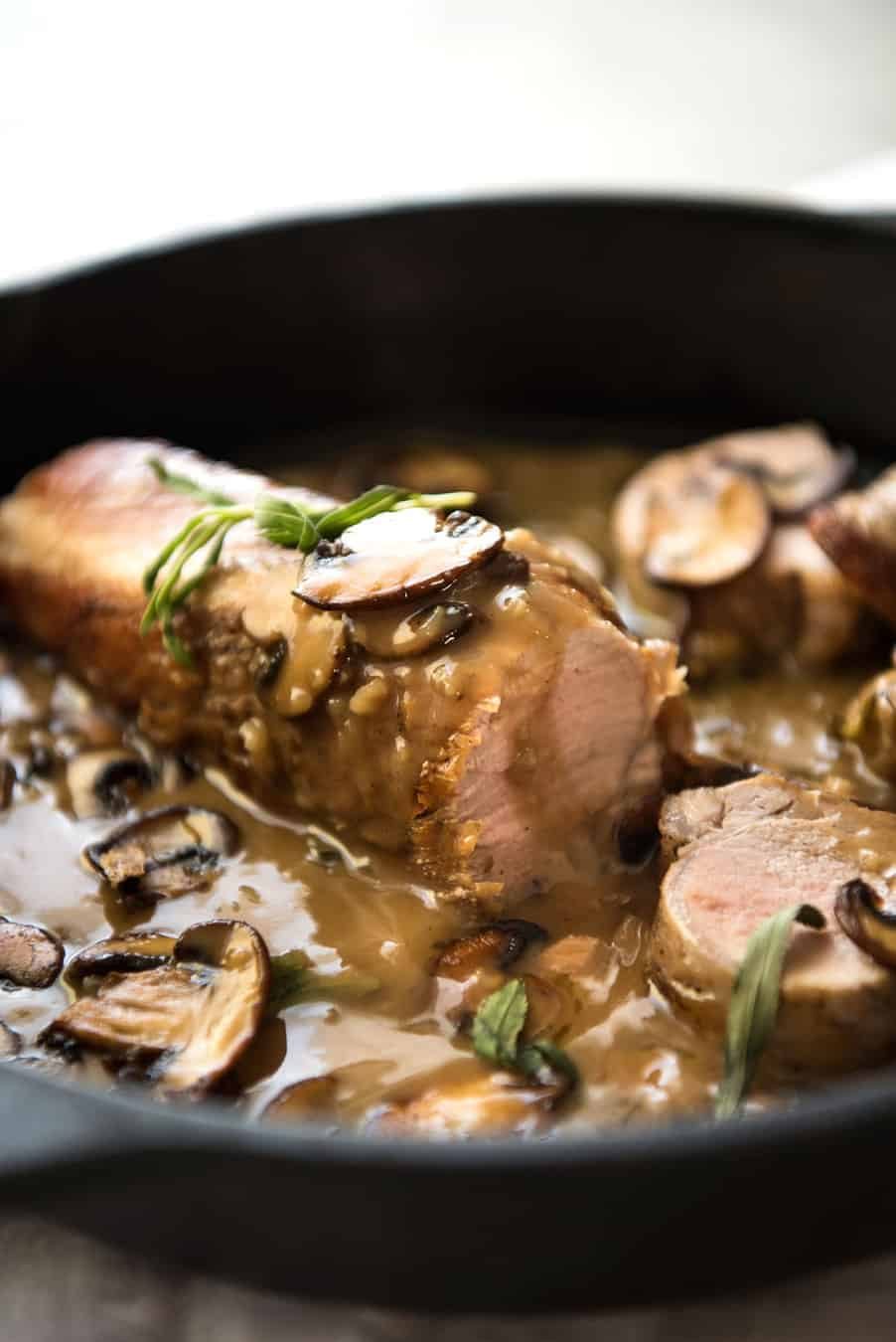 Pork Tenderloin served with a Creamy Marsala Mushroom Sauce - so easy to make, yet impressive enough for company! www.recipetineats.com