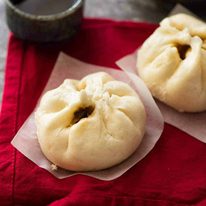 Close up of 2 Chinese Steamed Pork Buns