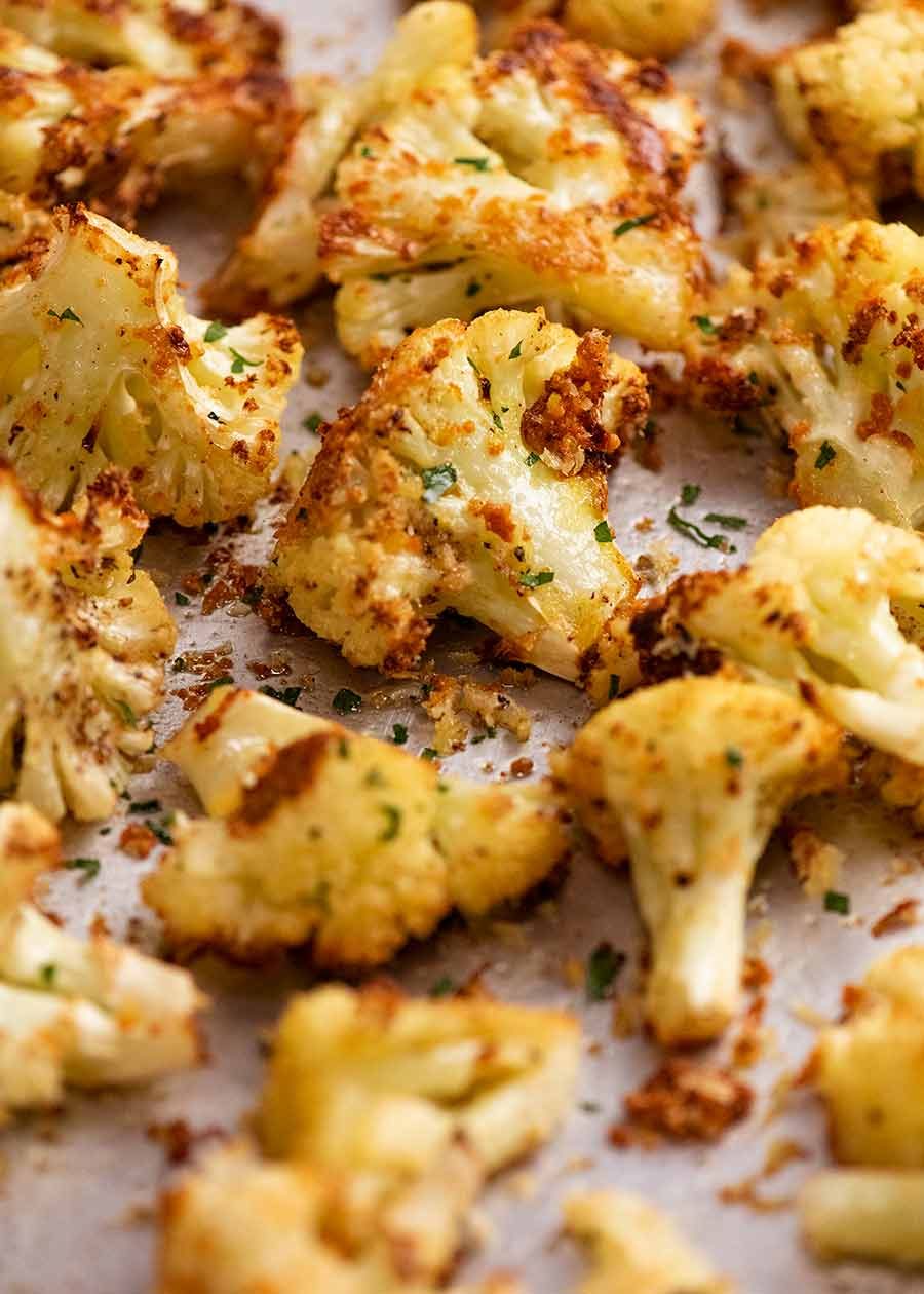 Close up of Parmesan Roasted Cauliflower