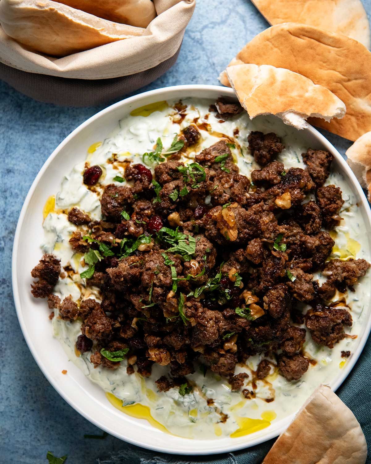 Smashed Beef Kofta Kebabs with Yogurt Sauce