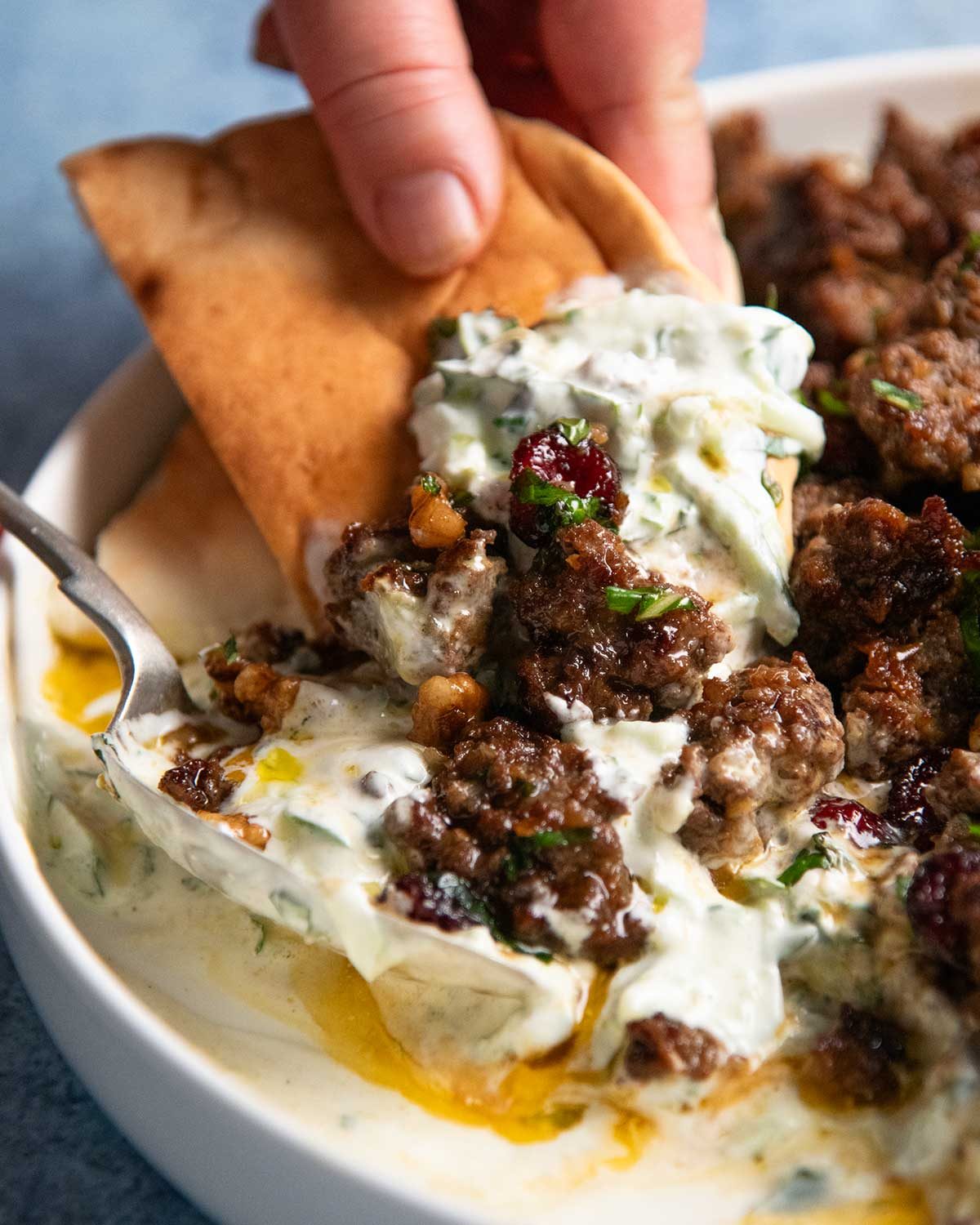 Smashed Beef Kofta Kebabs with Yogurt Sauce